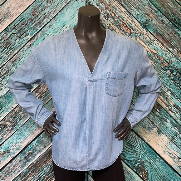 Kiind Of Tops - Long Sleeve Denim Chambray Shirt, Small